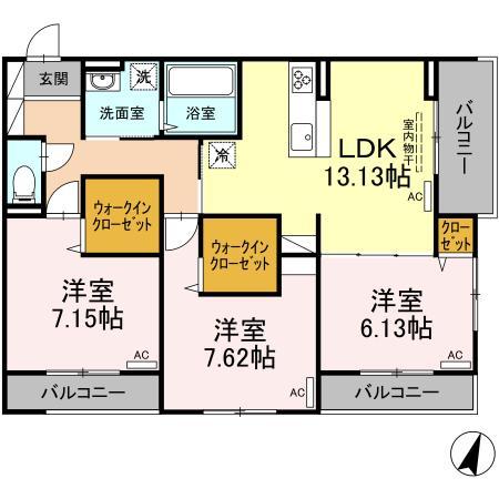 大村市古賀島町のアパートの間取り