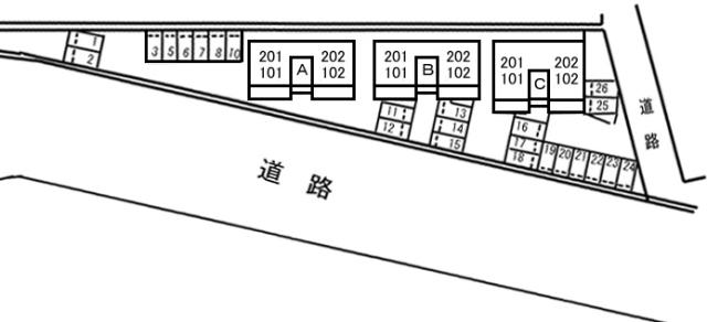 【メゾン ブランシュ B棟の駐車場】