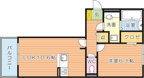 Polonia Wakamatsu　B棟（ポロニア若松）の間取り