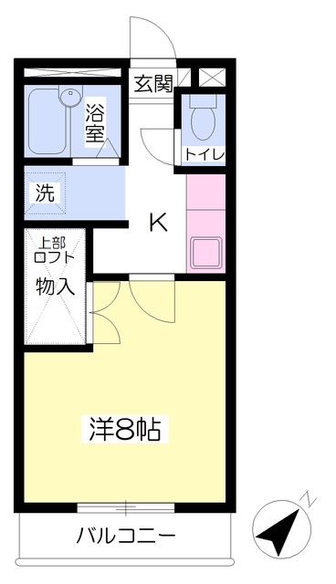 仙台市宮城野区鶴ケ谷のアパートの間取り