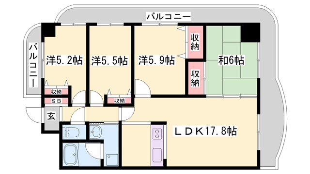 手柄アートスカイハイツの間取り