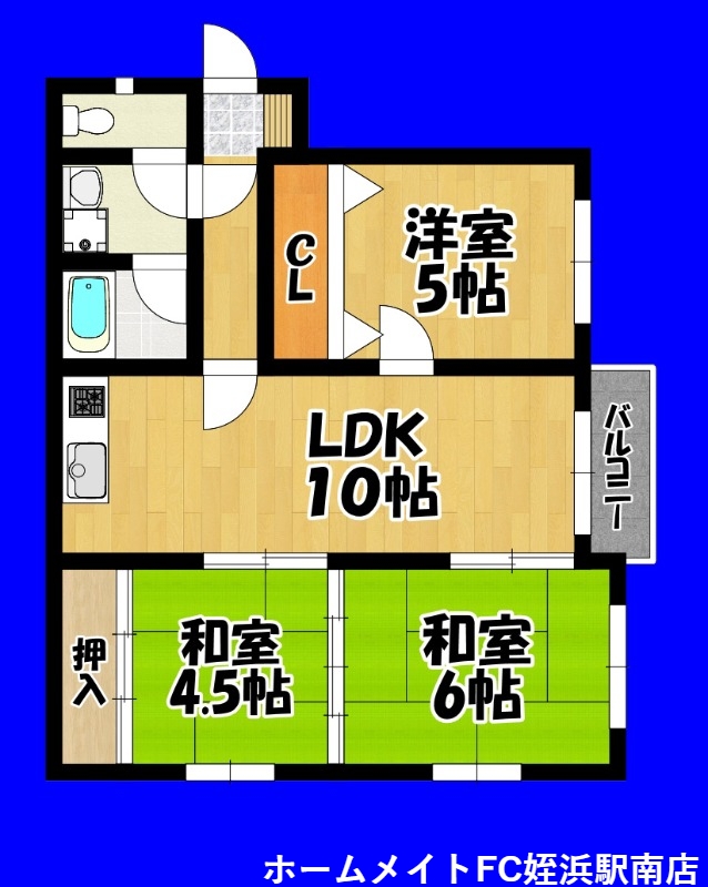 福岡市西区生の松原のマンションの間取り