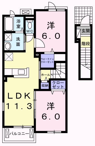 青梅市今井のアパートの間取り