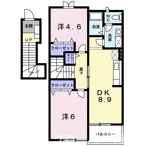 観音寺市南町のアパートの間取り