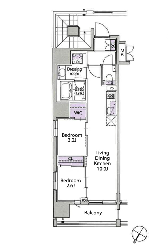 中央区日本橋蛎殻町のマンションの間取り