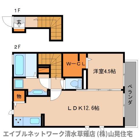 静岡市清水区鳥坂のアパートの間取り