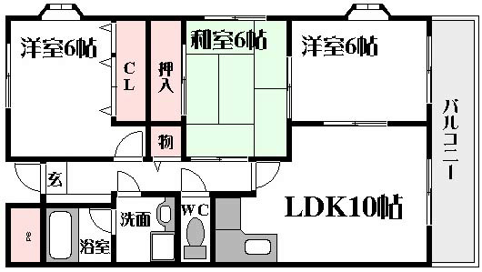 摂津市一津屋のマンションの間取り