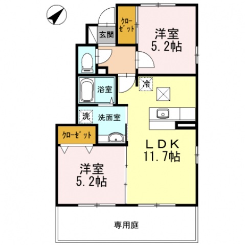 廿日市市大野のアパートの間取り