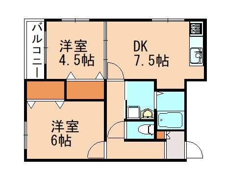 飯塚市綱分のアパートの間取り