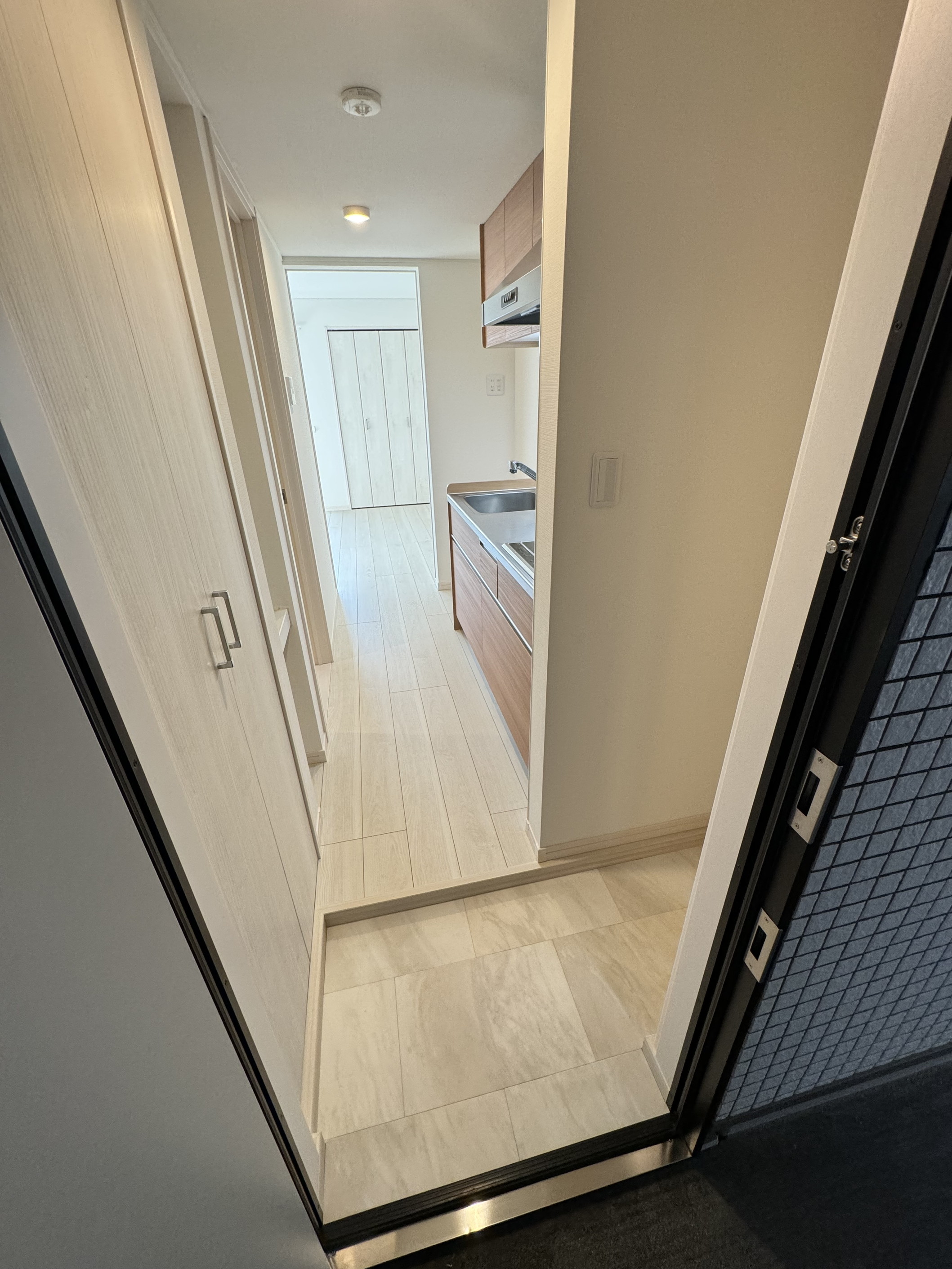 玄関　手前がシューズボックスその隣に幅約40センチどの棚