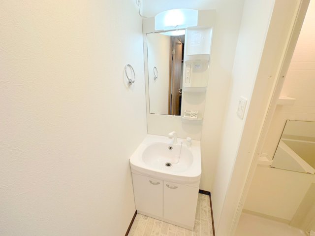 洗面設備　人気の独立洗面所にはうれしいシャンプードレッサーが付いてます