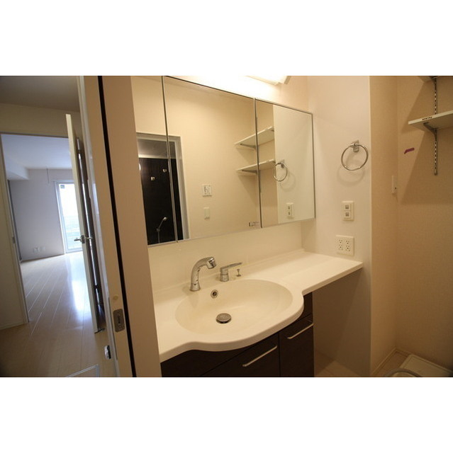 洗面設備　写真は１０１号室になります。