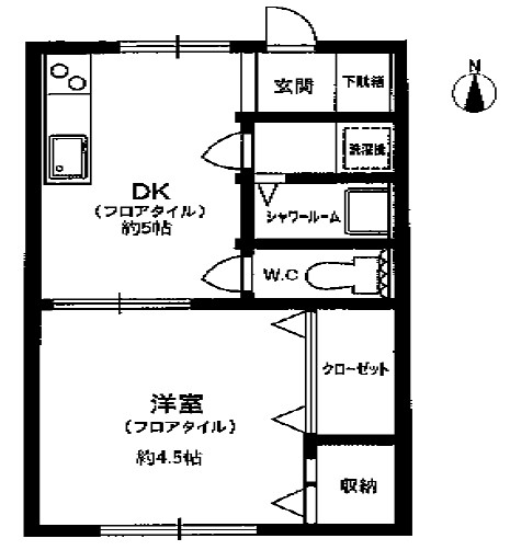 東急田園都市線 市が尾駅 徒歩4分 2階建 築40年の間取り写真