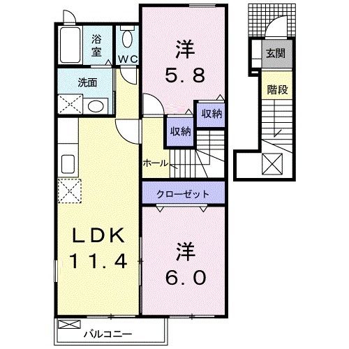 八女市室岡のアパートの間取り