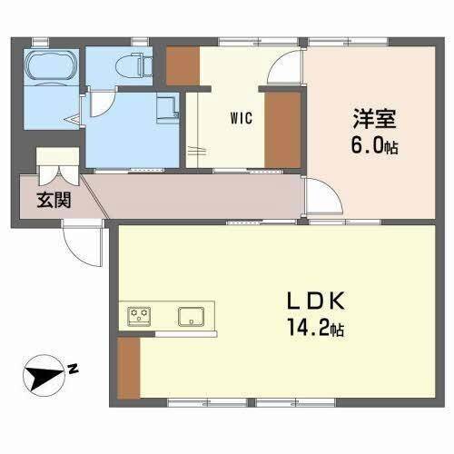 松山市北斎院町のアパートの間取り