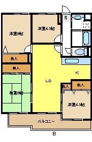 名古屋市天白区植田東のマンションの間取り