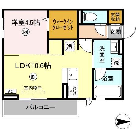 米子市皆生新田のアパートの間取り