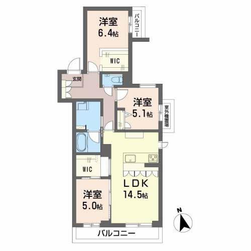 熊本市中央区帯山のマンションの間取り