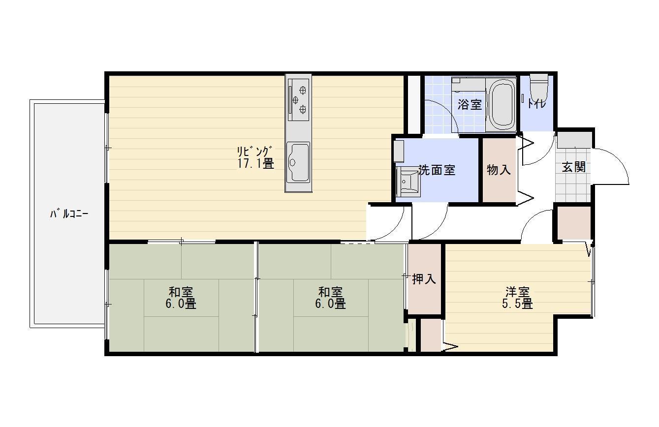 ライオンズマンション今治城前２０６号の間取り