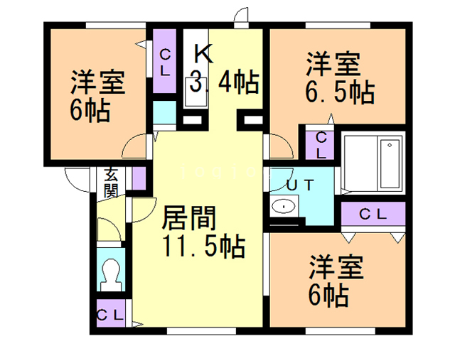 函館市桔梗のアパートの間取り