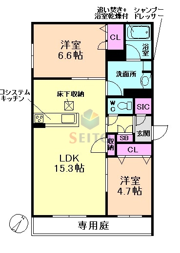 豊中市岡町南のマンションの間取り