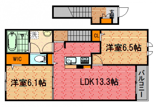 安芸高田市吉田町常友のアパートの間取り