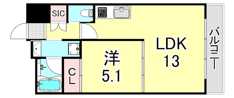 西宮市今津水波町のマンションの間取り