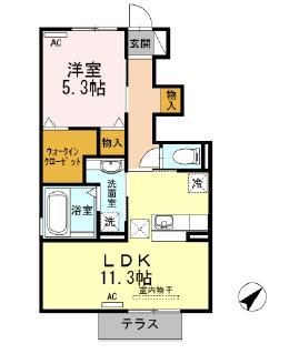 西尾市中畑町のアパートの間取り