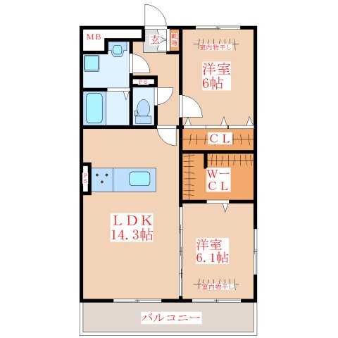 姶良市船津のマンションの間取り