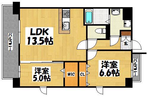 福岡市博多区美野島のマンションの間取り