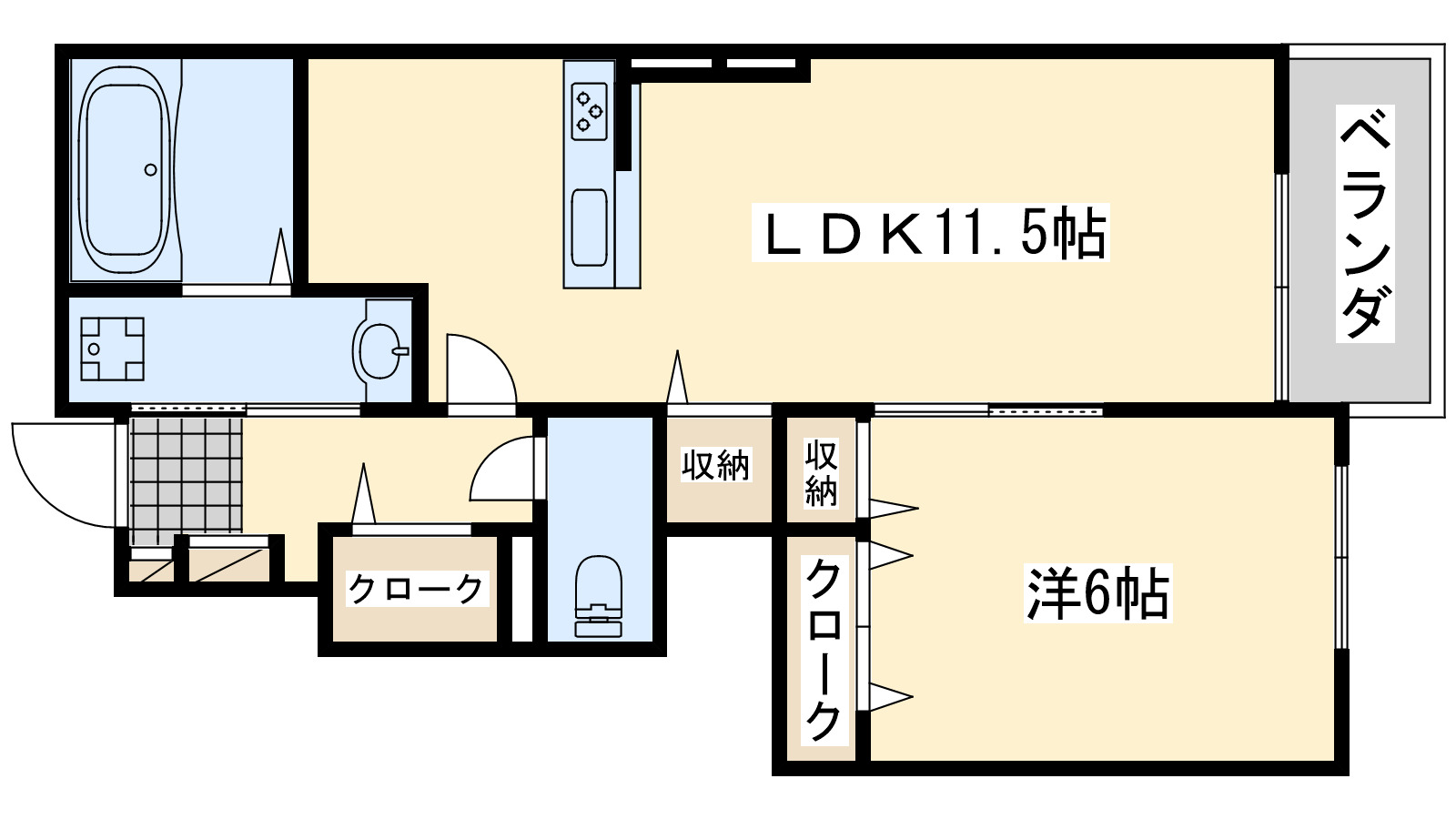 泉佐野市日根野のアパートの間取り