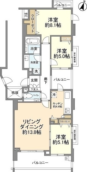 大田区南雪谷のマンションの間取り