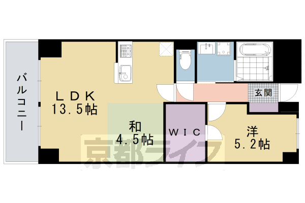 京都市下京区西七条比輪田町のマンションの間取り