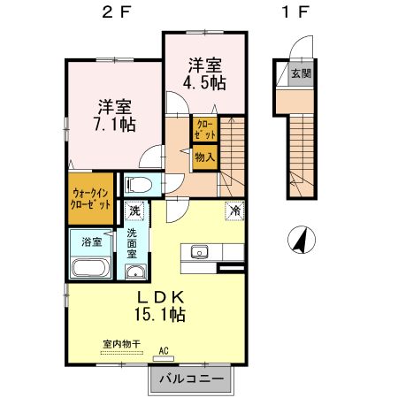 フォンテーヌ金倉　B棟の間取り