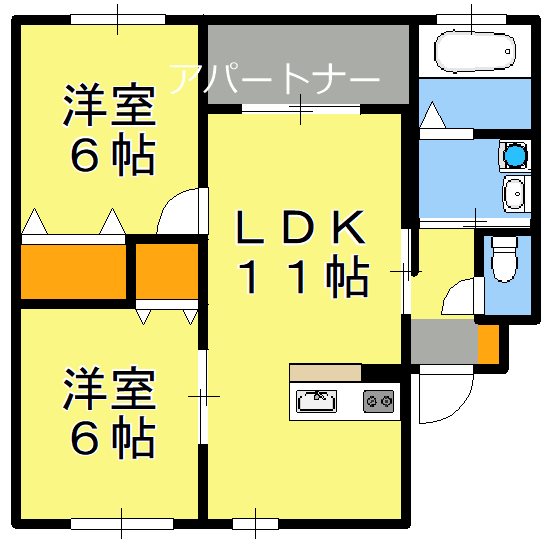 姶良市西餅田のアパートの間取り