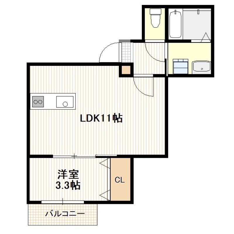 【廿日市市天神のアパートの間取り】