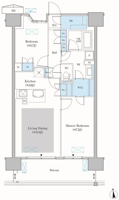 船橋市行田のマンションの間取り