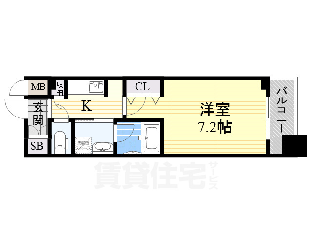 大阪市中央区久太郎町のマンションの間取り