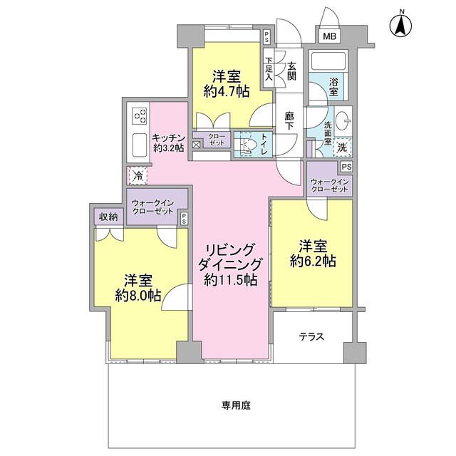 世田谷区若林のマンションの間取り