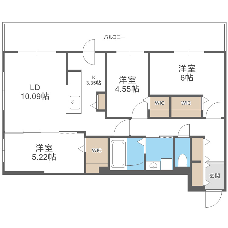 【札幌市西区二十四軒二条のマンションの間取り】