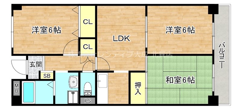 大阪市生野区巽東のマンションの間取り