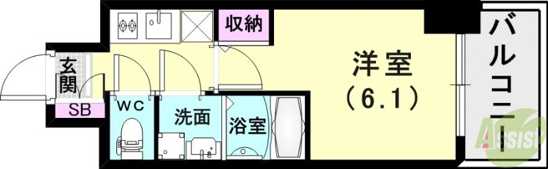 エスリード神戸兵庫駅ミッドポートの間取り写真