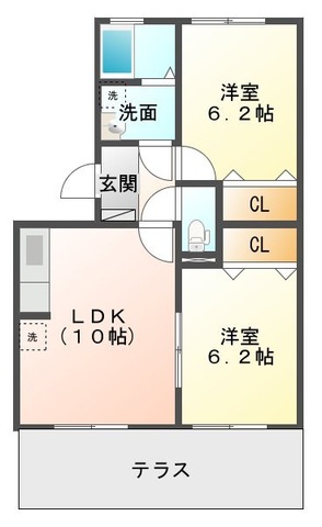 熊本市南区近見のアパートの間取り