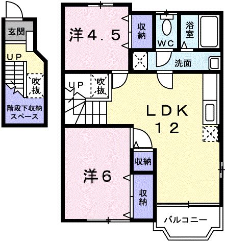 姫路市大津区平松のアパートの間取り