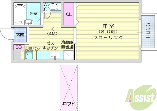 仙台市泉区上谷刈のアパートの間取り