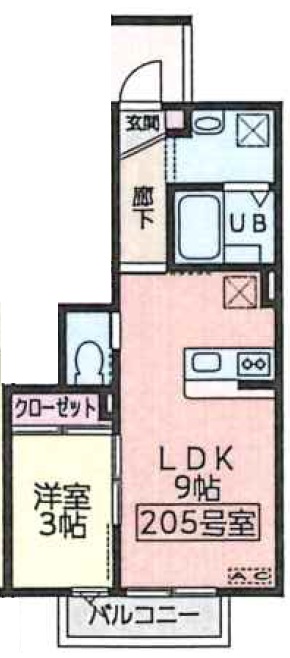 仙台市宮城野区福室のアパートの間取り