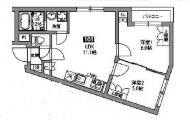 目黒区南のマンションの間取り