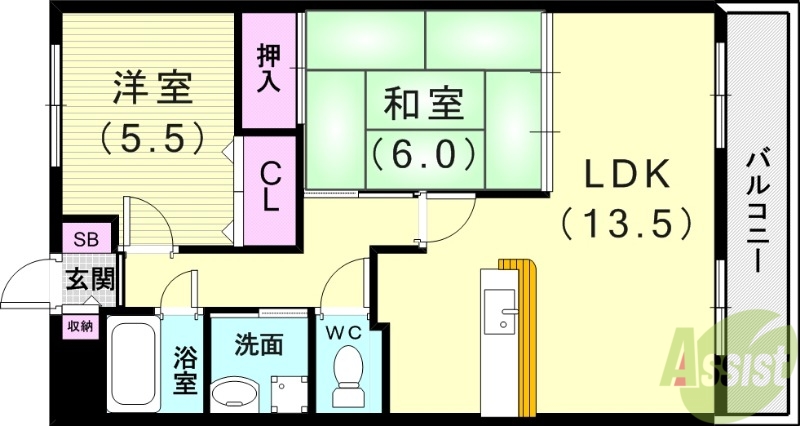 明石市王子のマンションの間取り