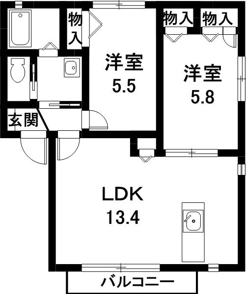 長久手市仏が根のアパートの間取り