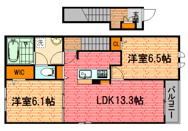 安芸高田市吉田町常友のアパートの間取り